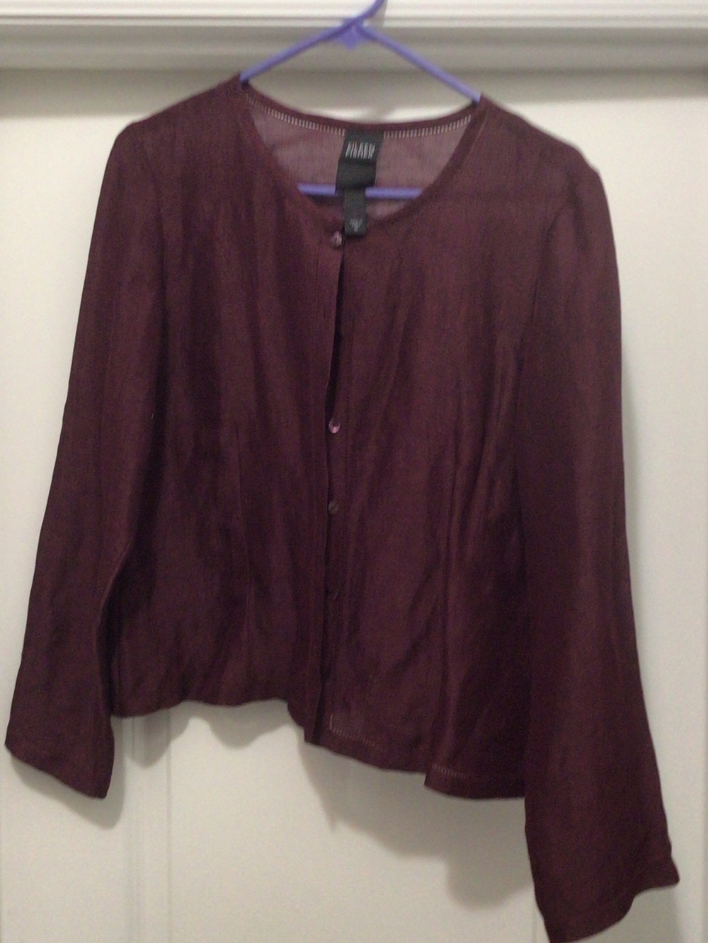 Eileen Fisher Purple Button-Front Lightweight Cover
